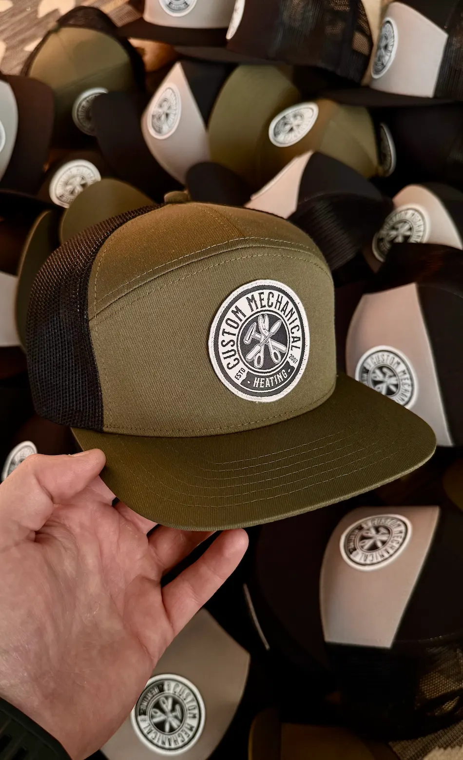 Trucker hat with a custom patch